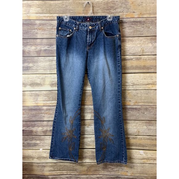 Vintage 90's Jeans size 9 10 US Polo Assn Jeans Embroidered Flare Low Rise - Picture 1 of 3